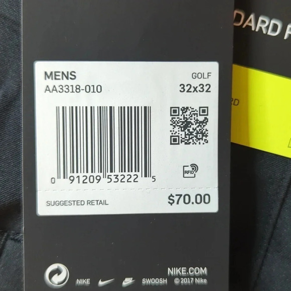 Nike Golf Dri Fit Pants Mens Size 32x32 Polyester Black Flat Front Golfing - Picture 5 of 5